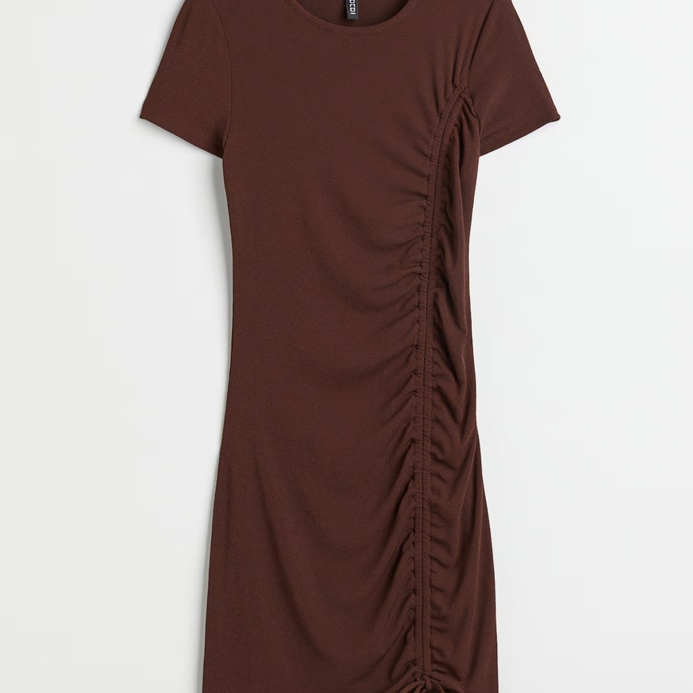 Elegant Brown Ruched Dress by Divided H&M Sz XS